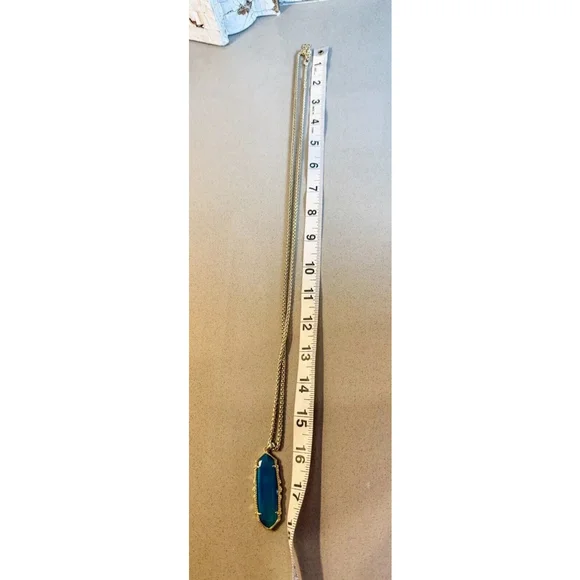 KENDRA SCOTT Teal blue Agate Frances Necklace & Earrings Gold Tone Rare - Picture 8 of 8